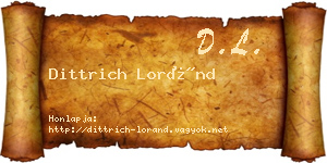 Dittrich Loránd névjegykártya